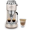 De'Longhi Dedica Arte EC885.BG, Macchina manuale da Caffè Espresso e Cappuccino, Lancia vapore professionale, Caffè in Polvere o in Cialde E.S.E., Riscaldamento 40sec, Filtro Singolo e Doppio, Beige