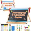 FUNLIO Cavalletto da Tavolo in Legno per Bambini 3+ (100+ Pezzi), Lavagnetta Magnetica Bifacciale, 3 Angoli Regolabili, Lavagna Cancellabile per Bambini con Rotolo Carta, Pieghevole - Blu