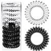 Reskthetic ATUIO Elastici per Capelli Spirale, 10 Pezzi (5 Neri, 5 Trasparenti), Diametro 4 cm, Nero, Trasparente