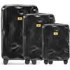 CRASH BAGGAGE Stripe Set | 3 Trolley rigidi da Viaggio (S + M + L) Valigie di Design Italiano con Chiusura TSA e 4 Ruote girevoli EASY LIFE KIT in Omaggio 3 Custodie per Valigia (3 Pezzi) Black