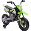 AIYAPLAY 12V Moto Elettrica per Bambini 3-6 Anni con 2 Motori e Acceleratore Manuale, Mini Moto Cross per Bambini con Sospensione, Ruote Rimovibile, Indicatore di Carica, Suoni, 2.4-5km/h, Verde