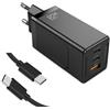 RUPA Caricatore USB C da 65 W GaN, Caricatore Rapido PPS 3 Porte, Caricatore da Parete 2C 1A per MacBook/Pro/Air, Ipadpro, Galaxy S22/S21, HP Spectre, Xiaomi, Huawei - Nero
