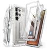 SUPCASE Cover per Samsung Galaxy S25 Ultra con Supporto, [2 Cornici Frontali] [Protezione Schermo Integrata e Clip da Cintura] Custodia Protettiva di Grado Militare per S25 Ultra 6.8'' (Clear)