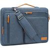 MOSISO 17,3 Pollici Borsa Tracolla Laptop, 17-17,3 Pollici Custodia Computer Compatibile con Dell, HP, Lenovo, Asus, Acer, Alienware,Lato Open Borse Messenger&4 Cerniera Tasche&Handle, Blu Foschia
