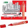 D.RECT - Pennarello permanente 2160 CT | Impermeabile e ad asciugatura rapida | per molte superfici | Inchiostro sicuro | Rosso - 12 pezzi