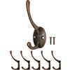 FUXXER® - appendiabiti antico, gancio a muro, ganci per asciugamani, ganci per cappelli, gancio in ferro, design antico, stile vintage rustico, set 5 pezzi, bronzo