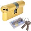 HNJKJEU Euro Cilindro in Ottone, Cilindro di Chiusura con 5 Chiavi Principali+2 Chiavi Temporanei+1 Chiavi di Protezione, Serratura a Cilindro In Rame 45/45(90 mm) (45/45)
