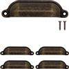FUXXER® - 4 maniglie per cassetti antichi, maniglie per mobili, metallo, design in bronzo, per cassetti, credenze, cassettiere, stile vintage, rustico, retrò, 100 x 26 mm, set di 4
