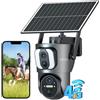 Xega 4G SIM Telecamera Esterno con Pannello Solare【Doppio Obiettivo】 14400mAh 2K HD PTZ Telecamere Senza Fili con Scheda SIM, Rilevamento Umano, Visione Notturna, Rotazione 355°/100°, (Senza WiFi)