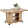 Hela Tische, Jakob - Tavolino funzionale da divano, effetto legno, rivestito in melammina, rovere, regolabile in altezza 51-61 cm, allungabile 90-142 cm, su rotelle