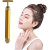 IGEAIIE 24k Golden Pulse massaggiatore facciale, rullo elettrico per viso a forma di T, per anti-invecchiamento, rassodamento e sollevamento della pelle, rullo Gua Sha in metallo per viso, collo,