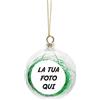 Fashion Graphic Palla pallina di Natale Grande 8cm Personalizzata con Foto Immagine 5cm Stampa Vari Colori Idea Regalo (Trasparente verde)