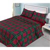 LIZZIE JACOBS Set di lenzuola con angoli e federe in 100% flanella di cotone spazzolato, con motivo scozzese e floreale, morbido, termico, con federe (tartan rosso, king size)