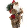 Baroni Home Babbo Natale con Vestito Classico in Velluto H 40 cm, Pupazzo di Babbo Natale Rosso Bordeaux, Addobbo Natalizio