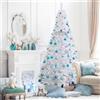GYMAX Albero di Natale Artificiale 210 cm, 950 Rami Folti in PVC, Base in Metallo di 45 cm, Divisibile da Trasporto e Montaggio Facile, Albero Natalizio Ideale per Casa/Ufficio/Negozio, Bianco