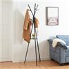 [en.casa] Appendiabiti da Terra ad Albero in Metallo Stand Porta Abiti con Ripiano Rotondo e Rami Attaccapanni per Ingresso Corridoio Casa Ufficio Altezza 179 cm - Nero