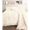 Lizzie Jacobs, Set copripiumino Cuddles in pile a pelo lungo, double-face, morbido, soffice, raffinato, caldo, comodo, confortevole, coccoloso (king size, panna)