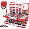 MoKo Porta Schede, Custodia Porta Cartucce di Gioco Compatibile con Switch 2/Switch OLED 2021/Lite, Custodia Protettiva con 48 Scompartimenti Schede Gioco, 24 Scompartimenti Micro SD, Bianco&Rosso