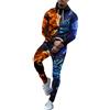 Osheoiso Tuta Uomo 2 Pezzi Manica Lunga Maglione Peluche Stampa Pantaloni Lunghe Sportive Palestra Bodybuilding Running Tute da Ginnastica Traspirante Taglie Forti A 14 XXL