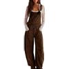 Xiangdanful Donna Salopette di velluto a coste Casuale Tute larghe con tasche,Donna Inverno Autunno Vintage Tuta Senza maniche Salopette Salopette casual stretch denim donna jeans tuta con tasche