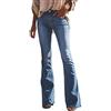 GUOCU Pantaloni Lunghi Vita Bassa Donna Jeans a Zampa Bootcut Pantaloni A Zampa D'Elefante Elasticizzati Slim Fit Pantaloni Flare Casuale Strappati Buco Denim Pantaloni Vintage Pantaloni a Gamba Larga S