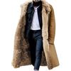 SMUXP Cappotto da uomo in finto montone di media lunghezza, giacca da viaggio in finta pelle di pecora, fodera in pile di pelliccia sintetica, cappotto in montone spesso, caldo trench invernale,