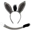 ATSNOSH 2 Pezzi Costume da Asino, Orecchie Asino Cerchietto e Coda, Animale Costume Set, Asino Costume Accessori, per Festa a Tema Carnevale Travestimento Cosplay Halloween (Grigio)