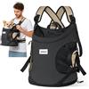ALLSOPETS Zaino Cani Gatto, Zaino Trasportino Portatile per Animali Domestici Frontale, Zaino Ergonomico Traspirante con Cinghia di Sicurezza Integrata, Ideale per Viaggi in Moto (Grigio Scuro)