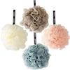 Guidre 4-Pack Spugna da Doccia,Schiumogena Facile Spugna da Doccia in Mesh Spugne da Bagno con Cordino,Mesh loofahs Spazzola per il Corpo per Donne Uomini Pelle Esfoliante Clean Lenire la Pelle