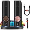 Marstey Set di macinini per sale e pepe elettrici USB con base ricaricabile, 2 pezzi S/P all'ingrosso regolabile, macinapepe con LED per barbecue, ristorante, cucina, viaggi