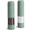 TLYSXPRO Macina Sale e Pepe Elettrico Set da 2, Ricaricabile USB-C, Macinapepe Elettrico con Grana Regolabile, Luce LED, Spazzola di Pulizia, Accessori Cucina, Sage