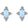Bellitia Jewelry Orecchini da Donna in Argento 925 Placcato Oro/Oro Bianco - Orecchino a Perno ad Opale & Diamante Simulato Zirconi