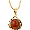 Copal Collana Da Donna Con Pendente Ambra Color Miele E Argento Placcato Oro