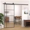 Festnight Porta Scorrevole Vetro Smerigliato ESG Alluminio Porte Scorrevoli Porta Vetro Scorrevole Porte Scorrevoli da Interno in Vetro 90x205 cm Nera