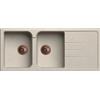 Generic Lavello cucina Romeo avena 2 vasche pilette rame con gocciolatoio 116 x 50 cm Made in Italy