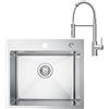 CECIPA 50x45 cm Lavello Cucina 1 Vasca in Acciaio Inox con Rubinetto Cucina Molla