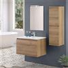 Inbagno Mobile bagno sospeso 80 cm rovere africa con 2 ante soft-close, lavabo in ceramica e specchio reversibile 60x80 cm, KLEO