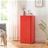 [en.casa] Armadio a Colonna in Metallo Armadietto da Ufficio con 1 Anta e 2 Ripiani Regolabili in Altezza Mobile in Acciaio per Archivio 88 x 40 x 35 cm - Rosso