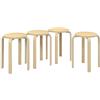 HOMCOM Set 4 Sgabelli Impilabili Rotondi, Sgabelli Moderni per Cucina e Bar in Legno, Ø40x54cm, Colore Legno Naturale