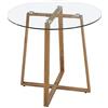 EGGREE Tavolo Moderno Sala da Pranzo Rotondo Vetro, con Gambe in Metallo Finitura Rovere, 80 * 80 * 75 cm, Vetro