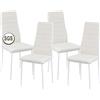 anrekl Set di 4 sedie da pranzo con braccioli, gambe in metallo, moderna sedia da cucina, comoda seduta, per sala da pranzo, soggiorno, cucina, bianco