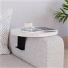 [en.casa] Tavolino Bracciolo per Poltrona Divano Piano Rotondo Ø34 cm Supporti Regolabili in Larghezza Vassoio da Appoggio Tavolino Laterale Divano - Color Crema