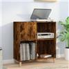 Prissent Mobile Porta Dischi in Rovere Fumo - Scaffale Libreria Multiuso per CD e Vinili - Mobiletto Stretto per TV e Soggiorno - 84,5x38x89 cm in Legno Multistrato
