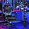 ALFORDSON Sedia da Gaming con Poggiapiedi e Cuscino Lombare, Sedia da Ufficio ergonomica per Computer con Reclinazione a 150°, Sedia da Scrivania per Videogiochi in Pelle, Portata 180 kg, Blu