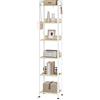 WOLTU Libreria a 6 Ripiani, Scaffale con 4 Ganci Industriale, Scaffale a Scala in MDF e Metallo per Soggiorno, Cucina, Studio, Ufficio,Bianco,40x30x187cm RGB931hov