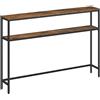 VASAGLE Tavolo Consolle, 20 x 120 x 80 cm, Tavolino Stretto, Tavolo da Ingresso Moderno con 2 Ripiani, Per Soggiorno, Camera da Letto, Marrone Vintage e Nero Inchiostro LNT133K01