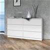 Home Collective Cassettiera, camera da letto, corridoio, armadio, credenza, credenza con 6 cassetti, larghezza 140 cm, altezza 75 | Bianco