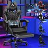 ALFORDSON Sedia da Gaming con Poggiapiedi e Cuscino Lombare, Sedia da Ufficio ergonomica per Computer con Reclinazione a 150°, Sedia da Scrivania per Videogiochi in Pelle, Portata 180 kg, Grigio