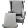 Meigeh Copripoltrona con Orecchie 1 Posto Coprisedia Elasticizzato Coprisedile con Orecchie 2 Pezzi Fodere per poltrone Grigio Chiaro