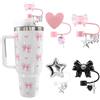 GlamRays 4pcs Silicone Straw Cover per Stanley Cup Y2K Carino Glitter Stella Cuore Portachiavi per Stanley Cup 30 & 40 Oz Straw Cover per Tazza Stanley Cup Accessori